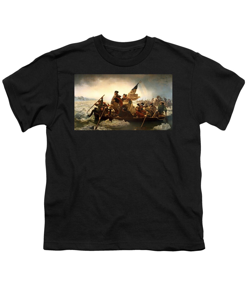 George Washington Youth T-Shirt featuring the photograph Washington Crossing the Delaware #3 by Emanuel Leutze