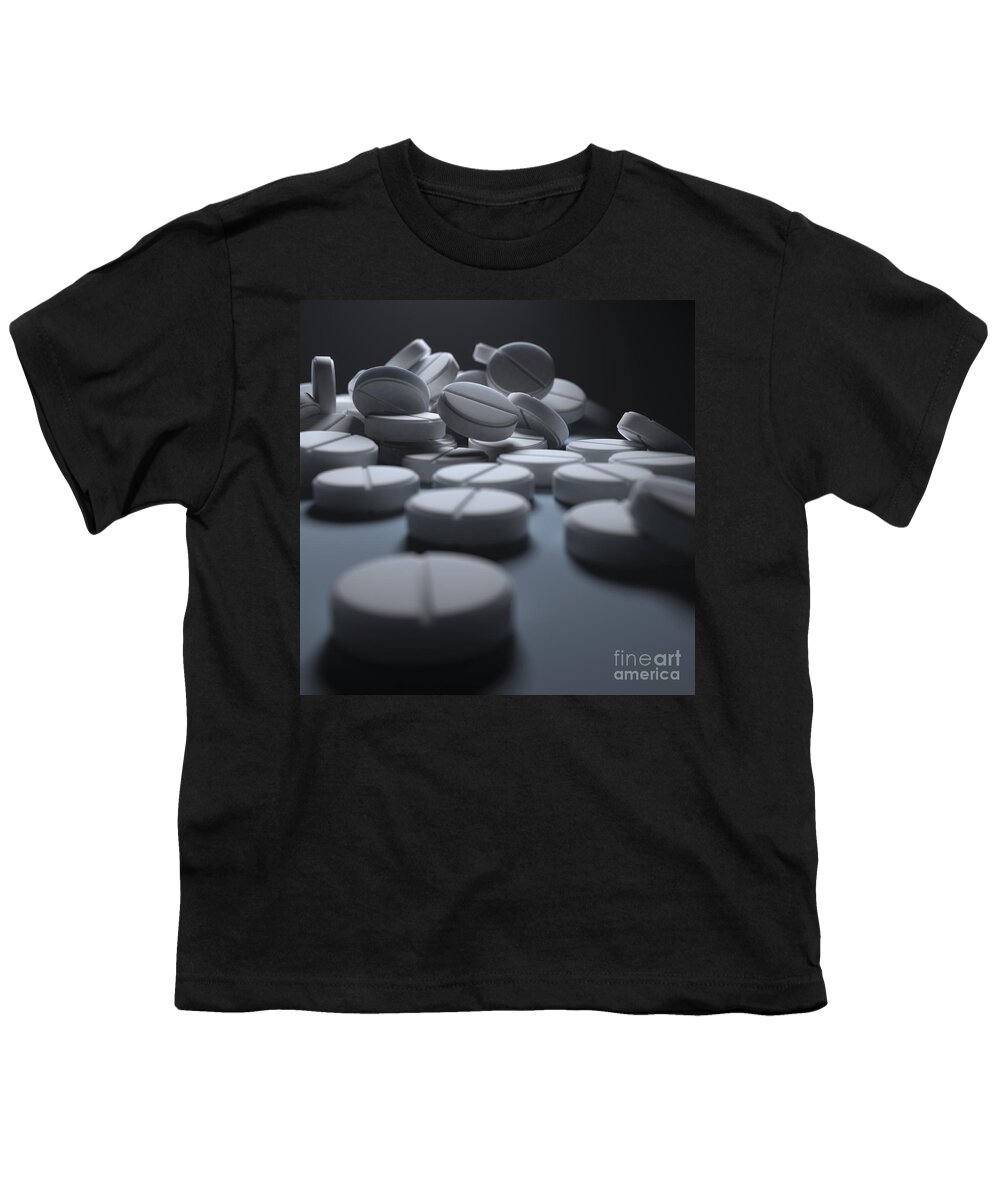 3d Visualisation Youth T-Shirt featuring the photograph Aspirin Tablets #5 by Science Picture Co