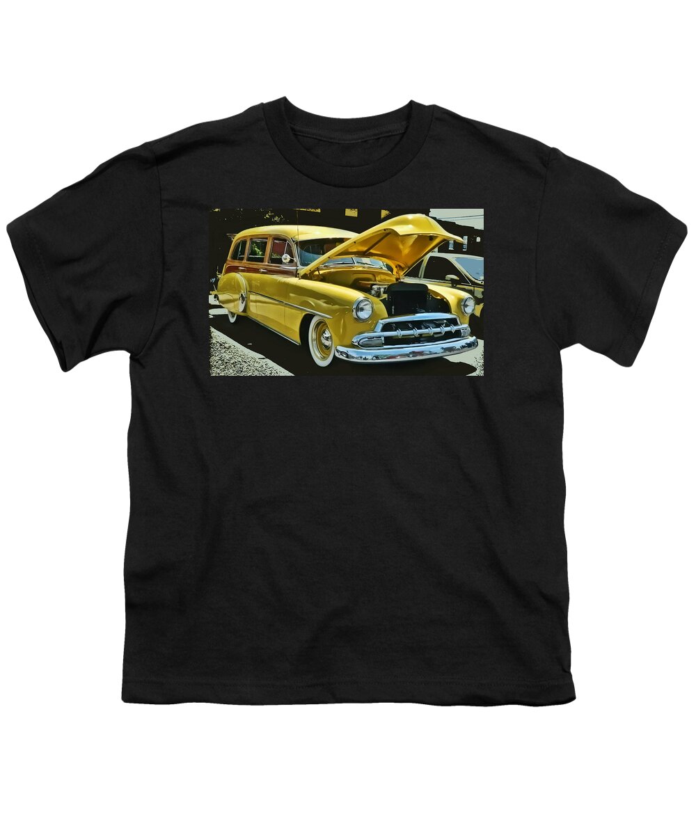 Car Youth T-Shirt featuring the photograph '52 Chevy Wagon #52 by Vic Montgomery