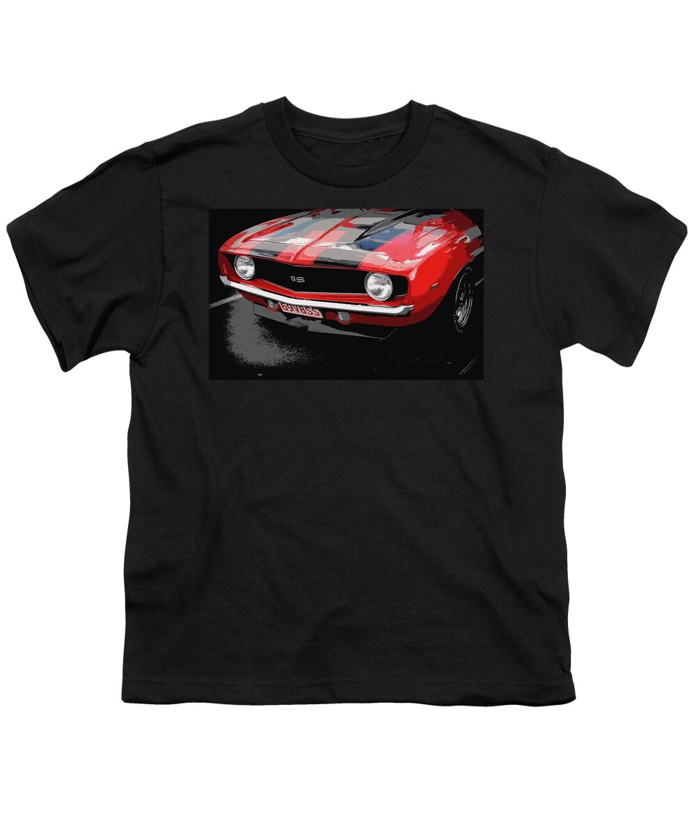 Chevrolet Youth T-Shirt featuring the photograph '69 SS Camaro #69 by Guy Pettingell