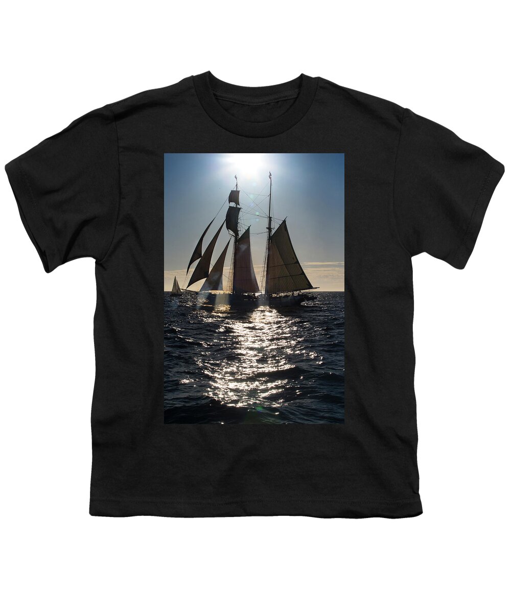Photography Youth T-Shirt featuring the photograph Tourists On Tall Ship In The Pacific #9 by Panoramic Images