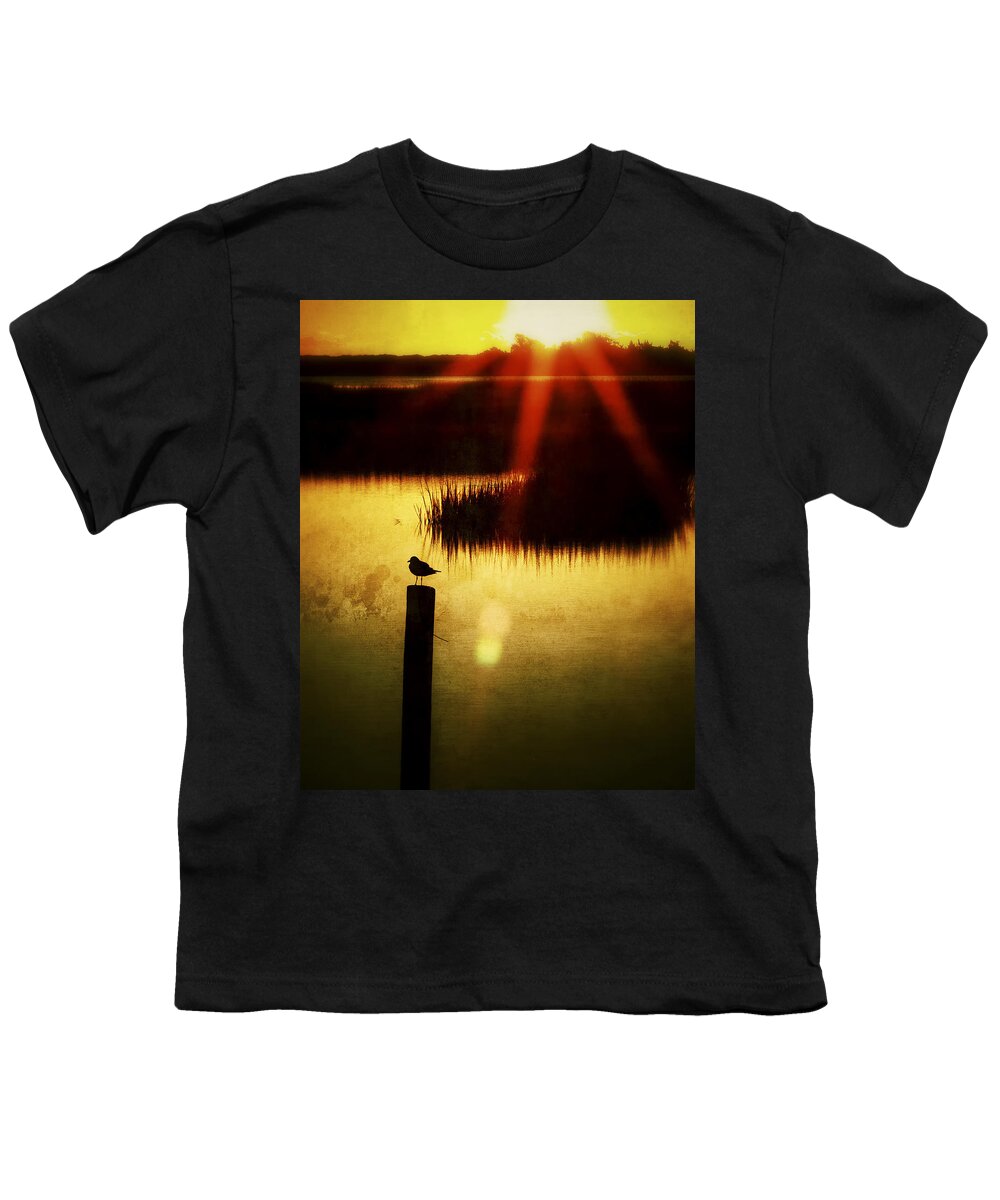 Blue Youth T-Shirt featuring the photograph A Ray Of Hope Sunrise Sunset Image Art by Jo Ann Tomaselli