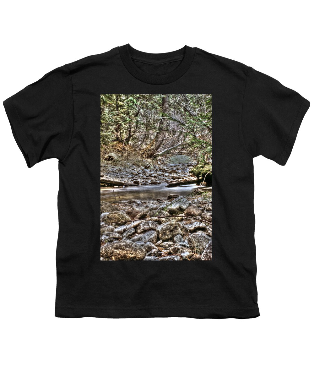 Stream Youth T-Shirt featuring the photograph A walk in the woods by Loni Collins