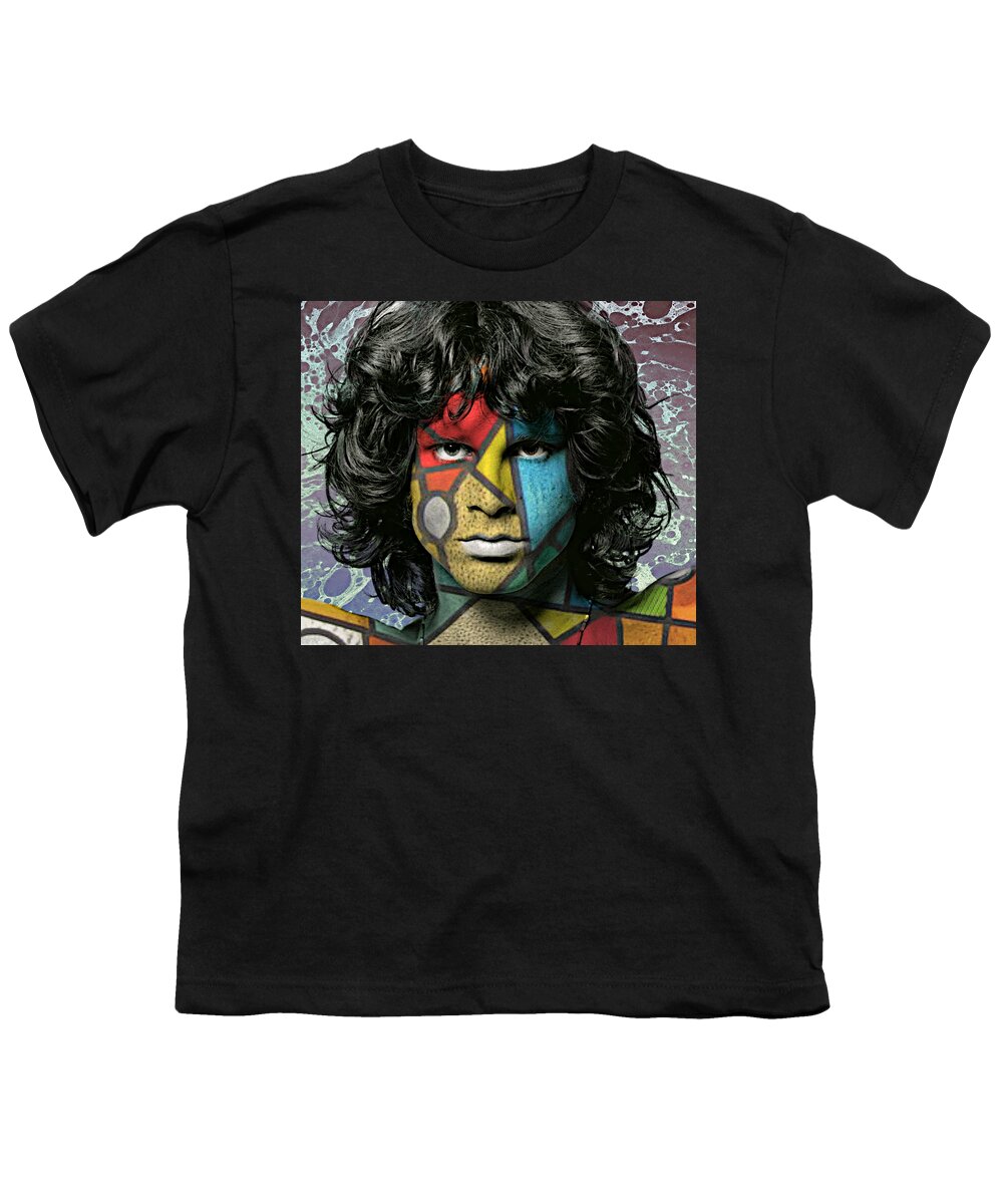 Jim Morrison Youth T-Shirt featuring the painting Abstract Jim Morrison by Ally White