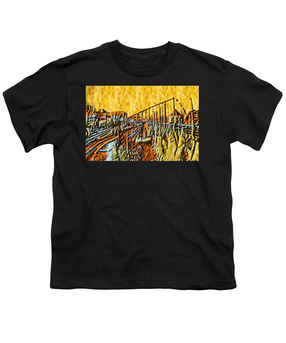 Abstract Youth T-Shirt featuring the painting Abstract Roller Coaster by Doc Braham