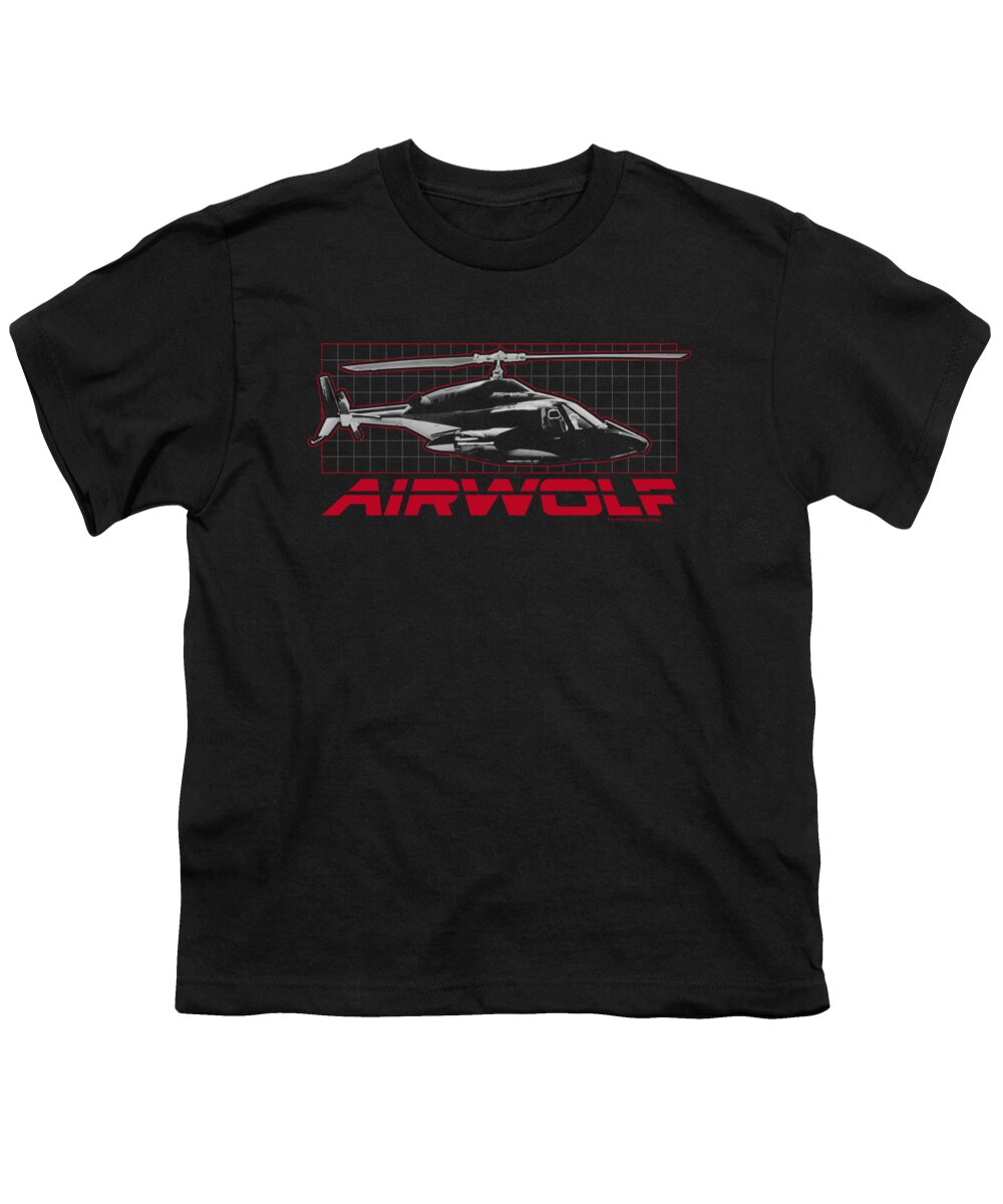 Airwolf Youth T-Shirt featuring the digital art Airwolf - Grid by Brand A