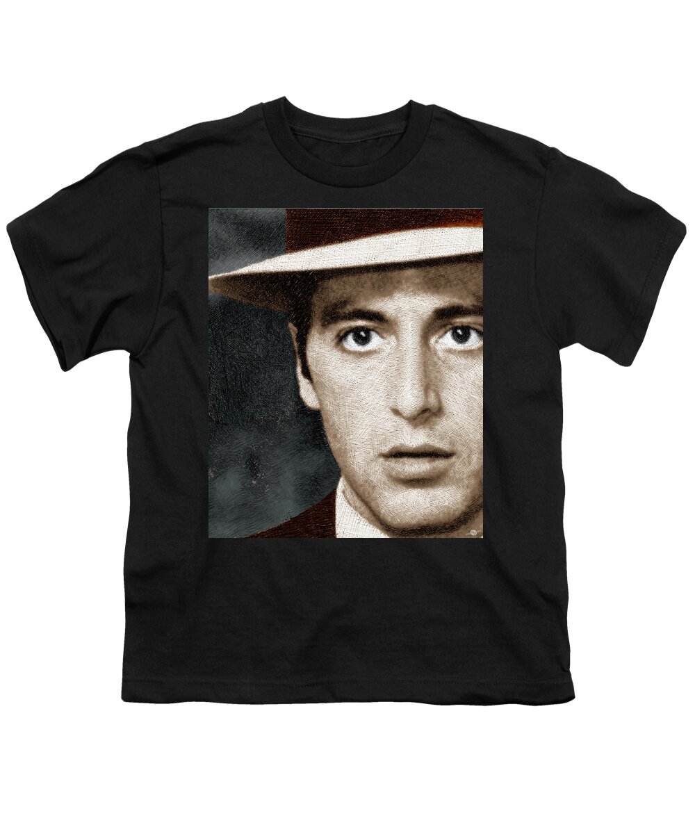 Al Pacino Youth T-Shirt featuring the painting Al Pacino as Michael Corleone by Tony Rubino