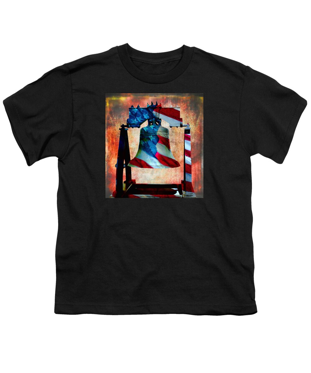 Liberty Bell Youth T-Shirt featuring the mixed media Liberty Bell Art Smooth All American Series by Lesa Fine