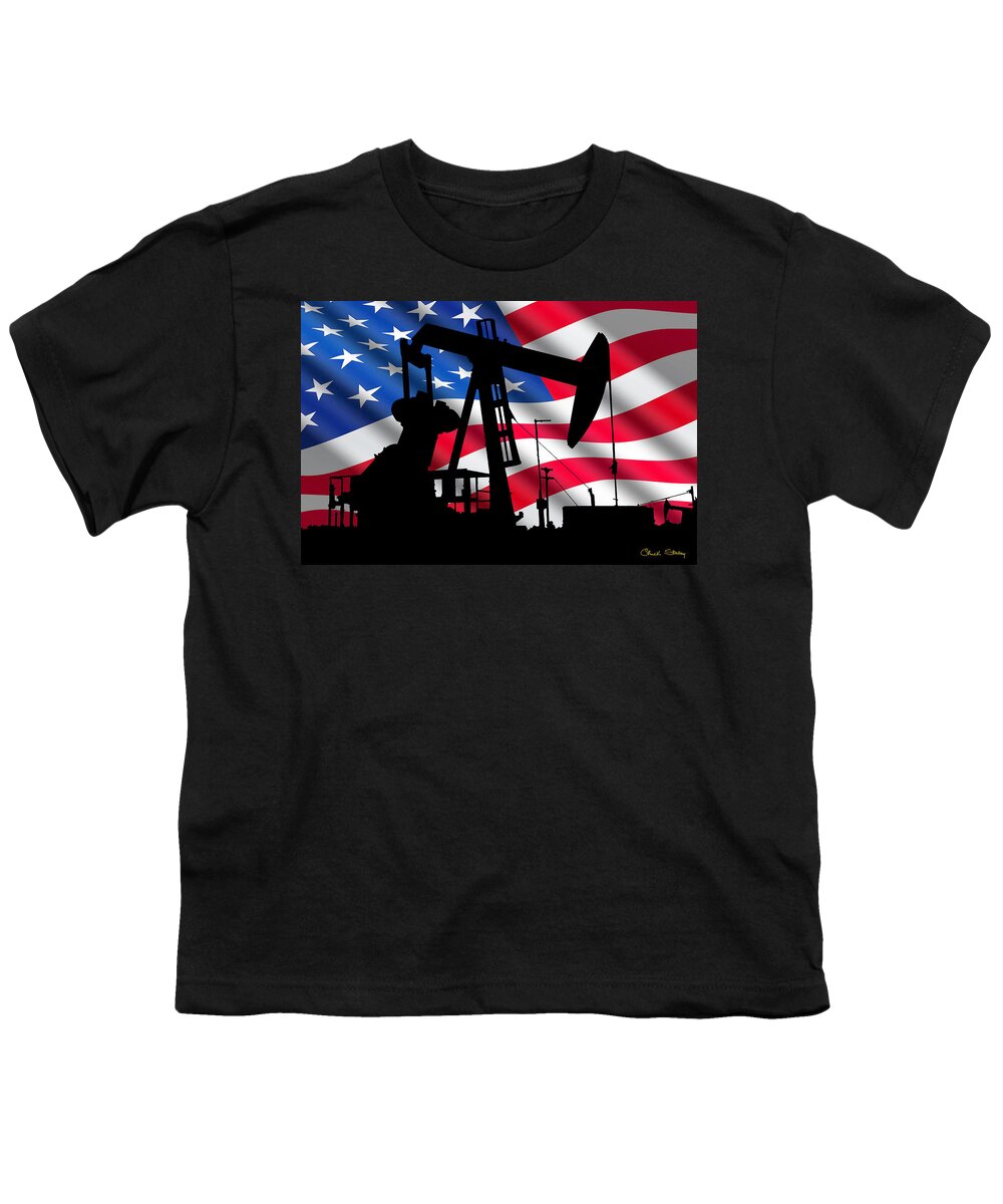 American Oil Youth T-Shirt featuring the digital art American Oil by Chuck Staley