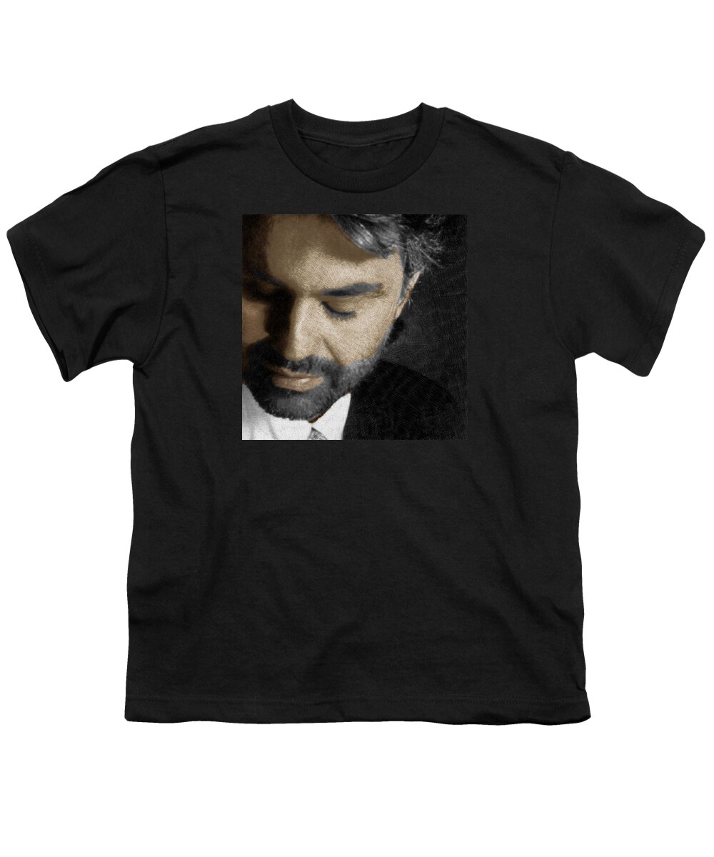 Andrea Bocelli Youth T-Shirt featuring the painting Andrea Bocelli And Square by Tony Rubino