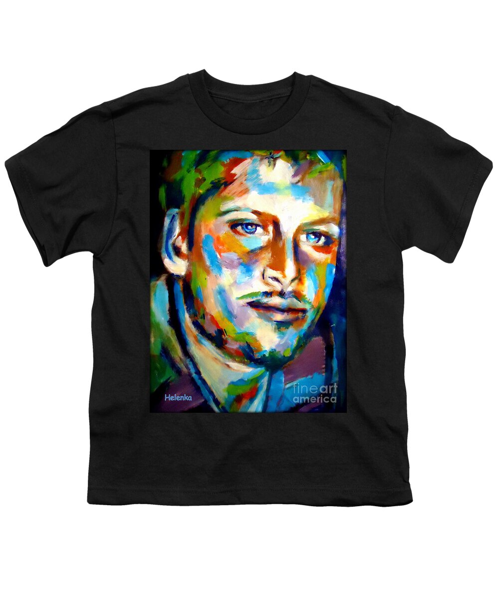 Abstract Portraits Youth T-Shirt featuring the painting Andy by Helena Wierzbicki