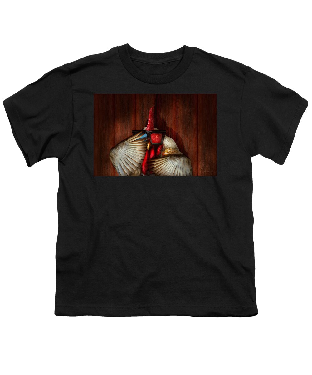 Name Youth T-Shirt featuring the digital art Animal - Chicken - Movie Night by Mike Savad