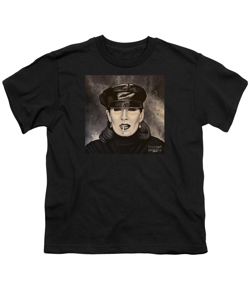 Anjelica Huston Youth T-Shirt featuring the painting Anjelica Huston by Paul Meijering