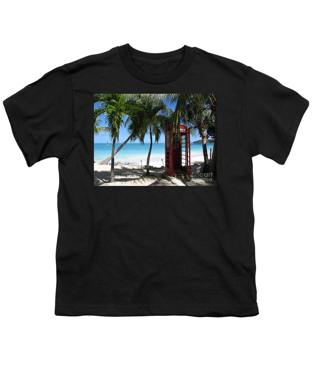 Antigua Youth T-Shirt featuring the photograph Antigua - Phone booth by HEVi FineArt