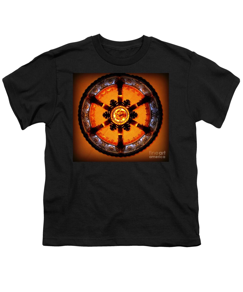 Antique Youth T-Shirt featuring the photograph Antique Lamp - Grand Central Station - Mandala by Miriam Danar