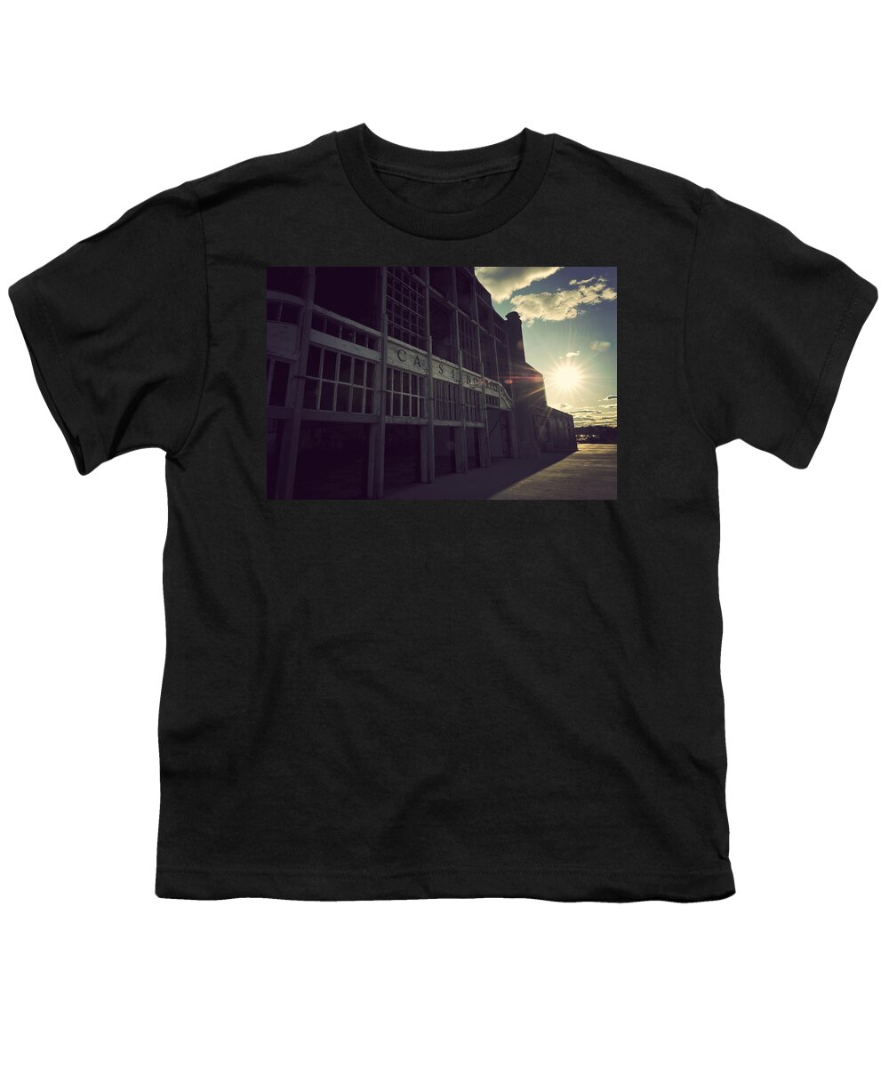 Asbury Park Nj Casino Youth T-Shirt featuring the photograph Asbury Park NJ Casino Vintage by Terry DeLuco