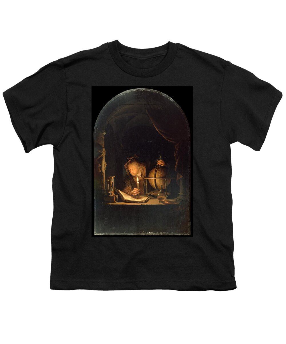 Gerrit Dou Youth T-Shirt featuring the painting Astronomer by Candlelight by Gerrit Dou
