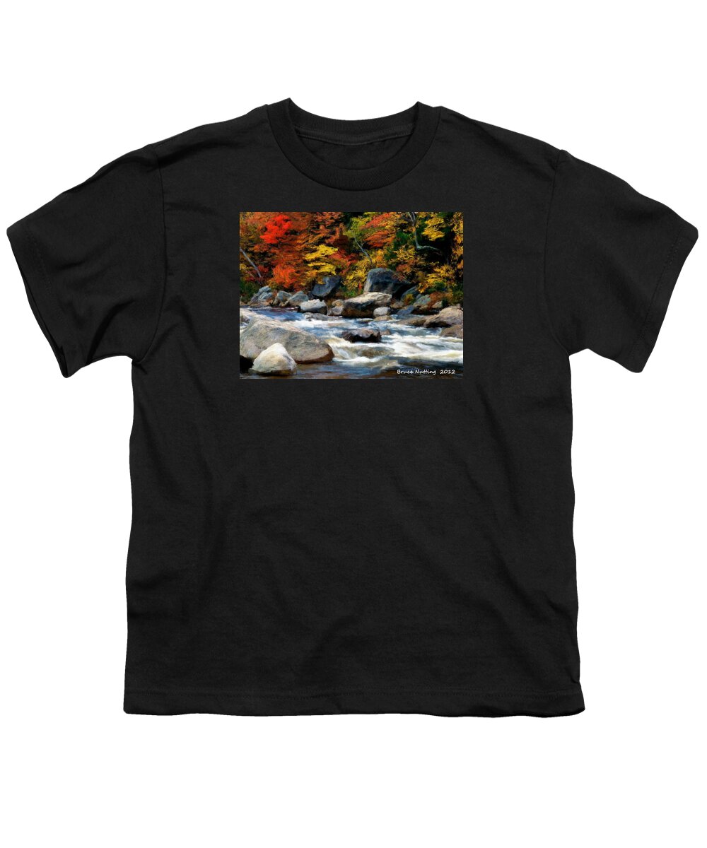 Colorful Youth T-Shirt featuring the painting Autumn Creek by Bruce Nutting