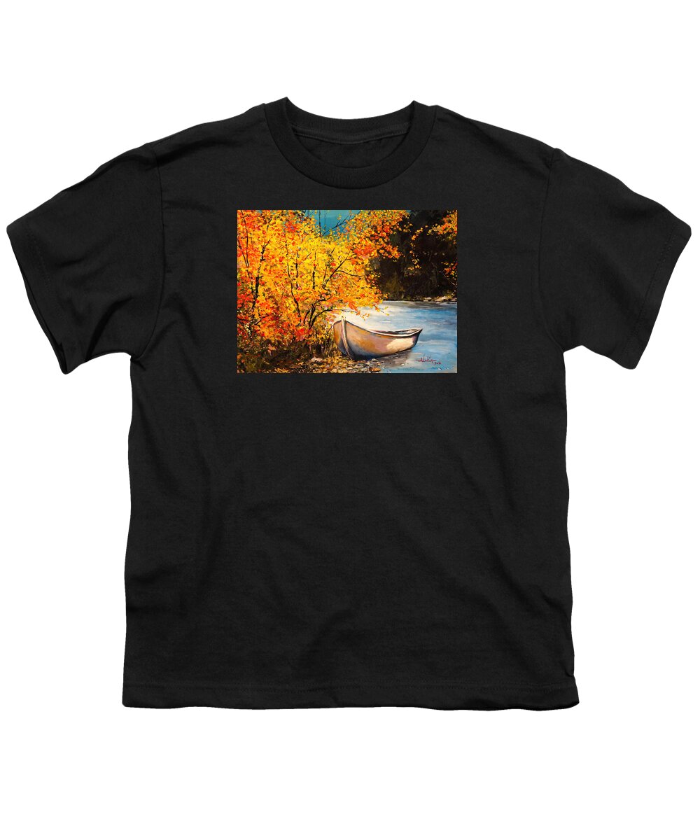 Landscape Youth T-Shirt featuring the painting Autumn Gold by Alan Lakin