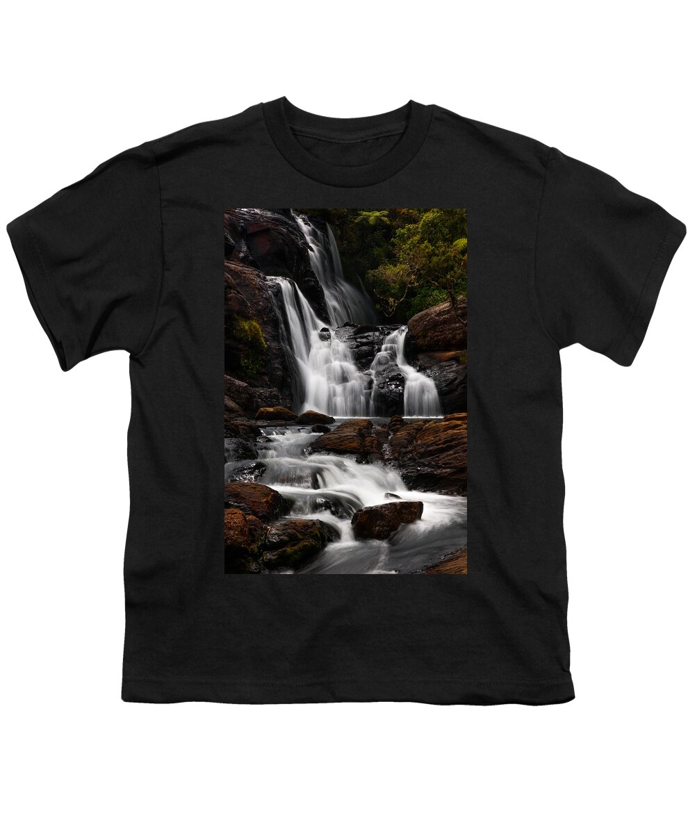 Landscape Youth T-Shirt featuring the photograph Bakers Fall IV. Horton Plains National Park. Sri Lanka by Jenny Rainbow