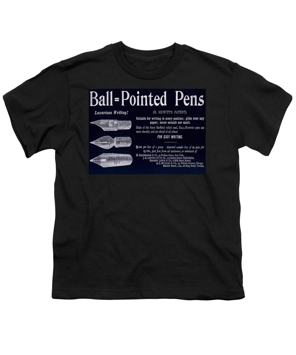 Black And White Youth T-Shirt featuring the digital art Ball Pointed Pens by Cathy Anderson