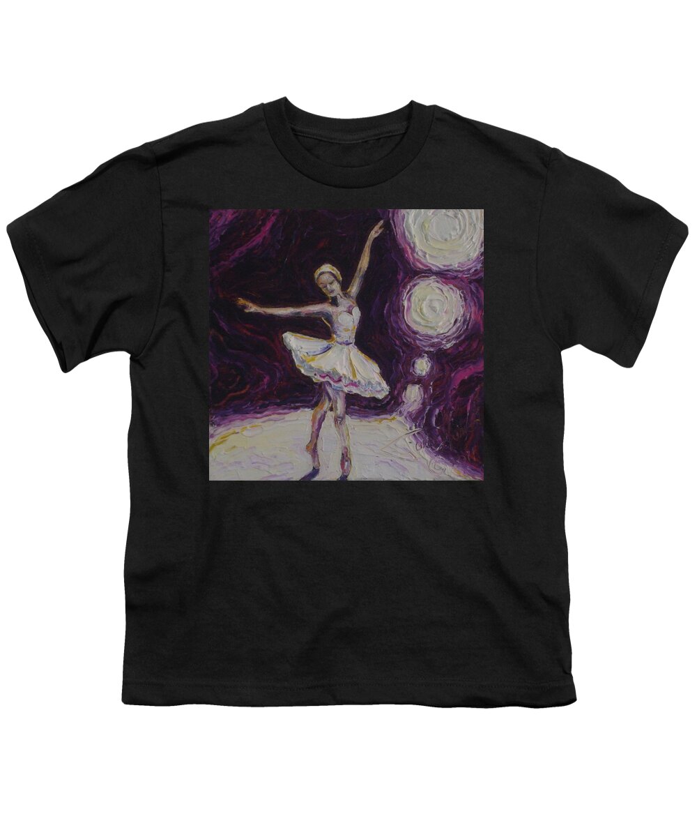 Ballerina Dancing Youth T-Shirt featuring the painting Ballerina Dancin in Purple by Paris Wyatt Llanso