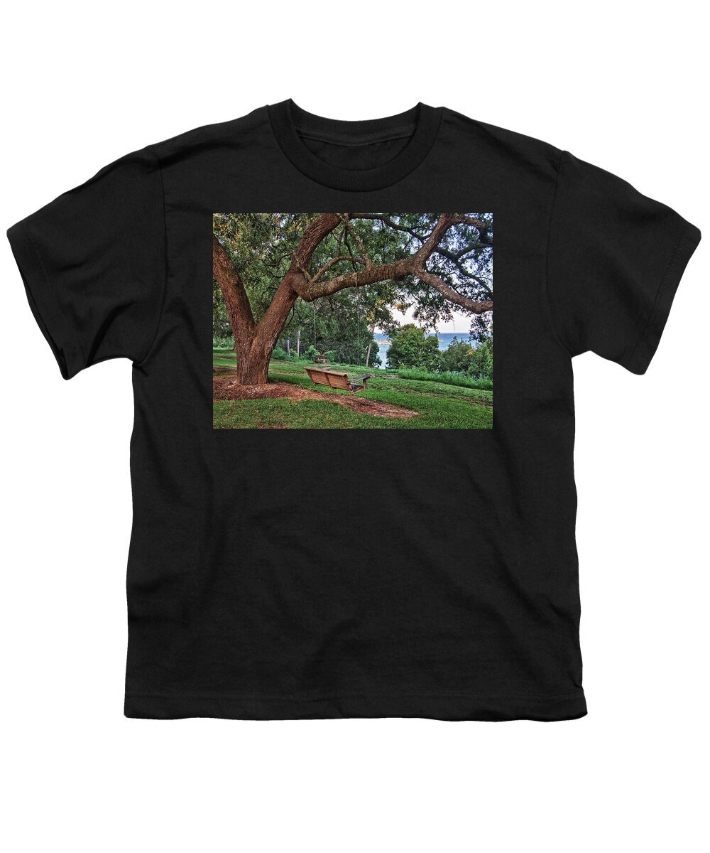 Palm Youth T-Shirt featuring the digital art Bayview Swing Sunrise by Michael Thomas