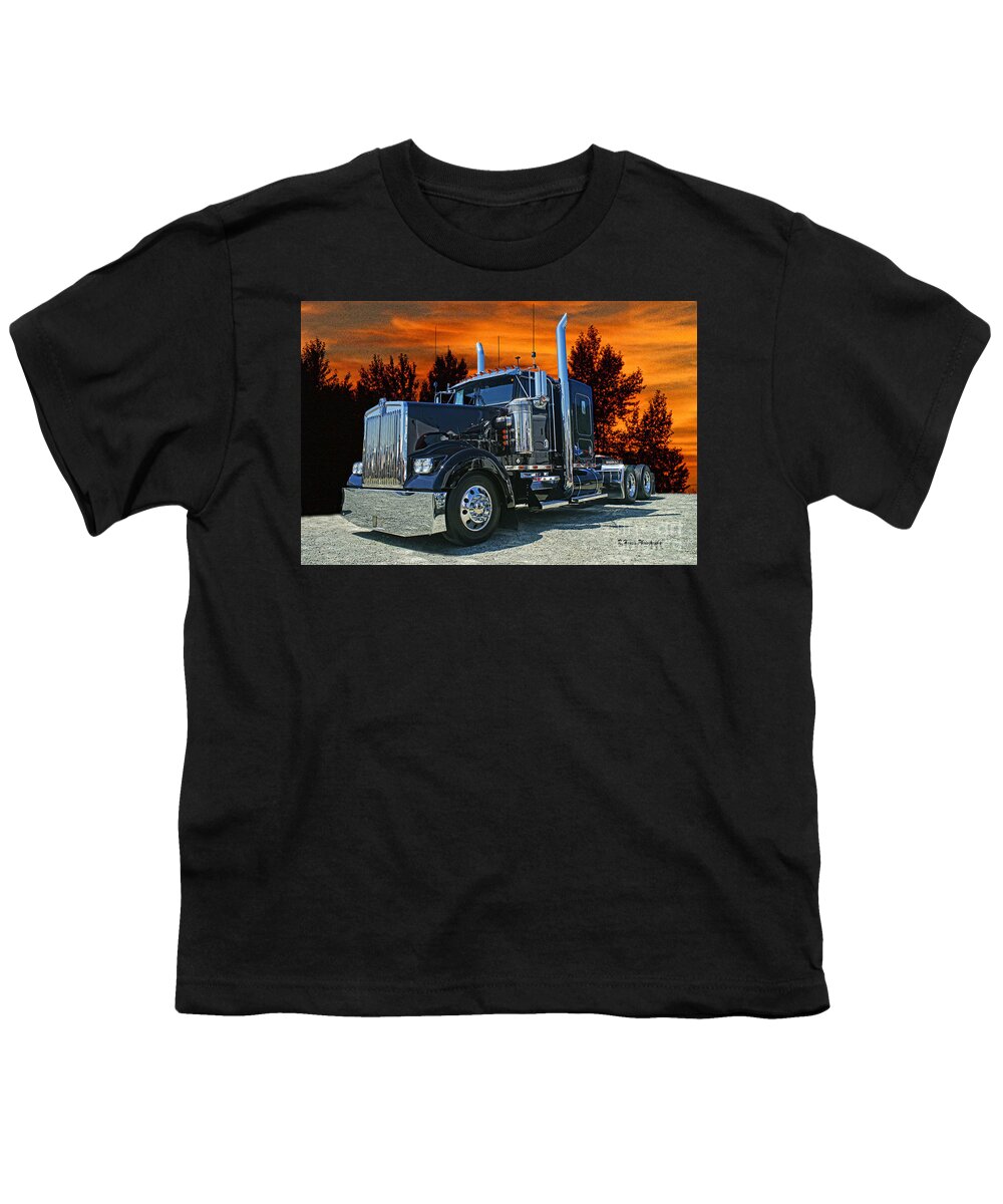 Kenworth Youth T-Shirt featuring the photograph Black Kenworth by Randy Harris