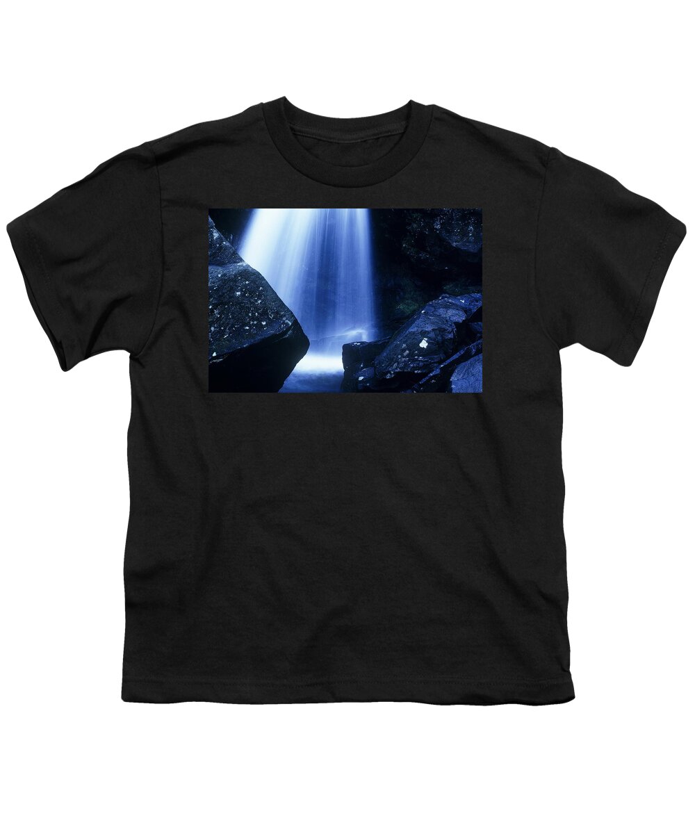 Waterfalls Youth T-Shirt featuring the photograph Blue Falls by Rodney Lee Williams