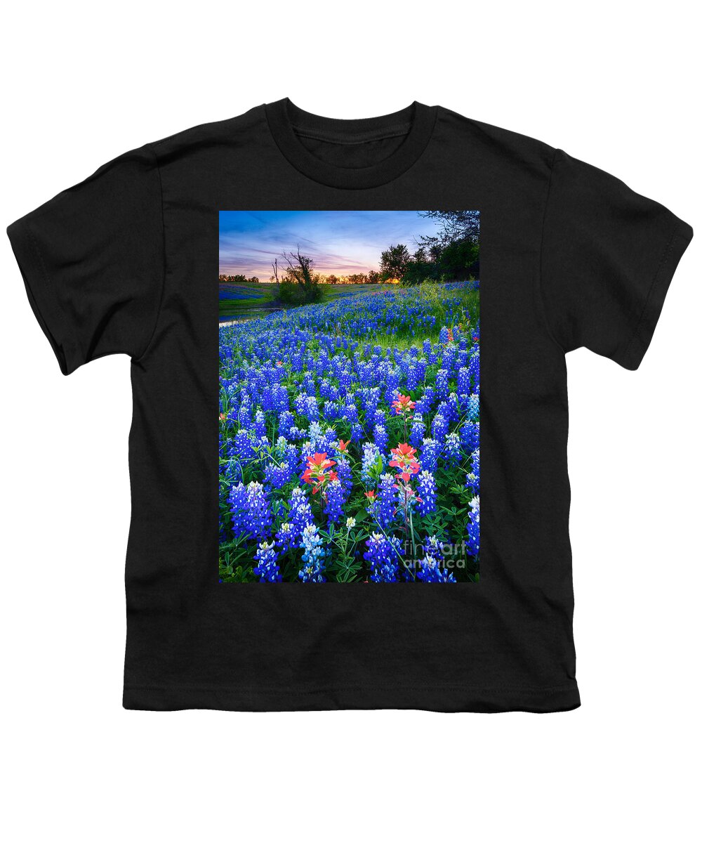 America Youth T-Shirt featuring the photograph Bluebonnets Forever by Inge Johnsson