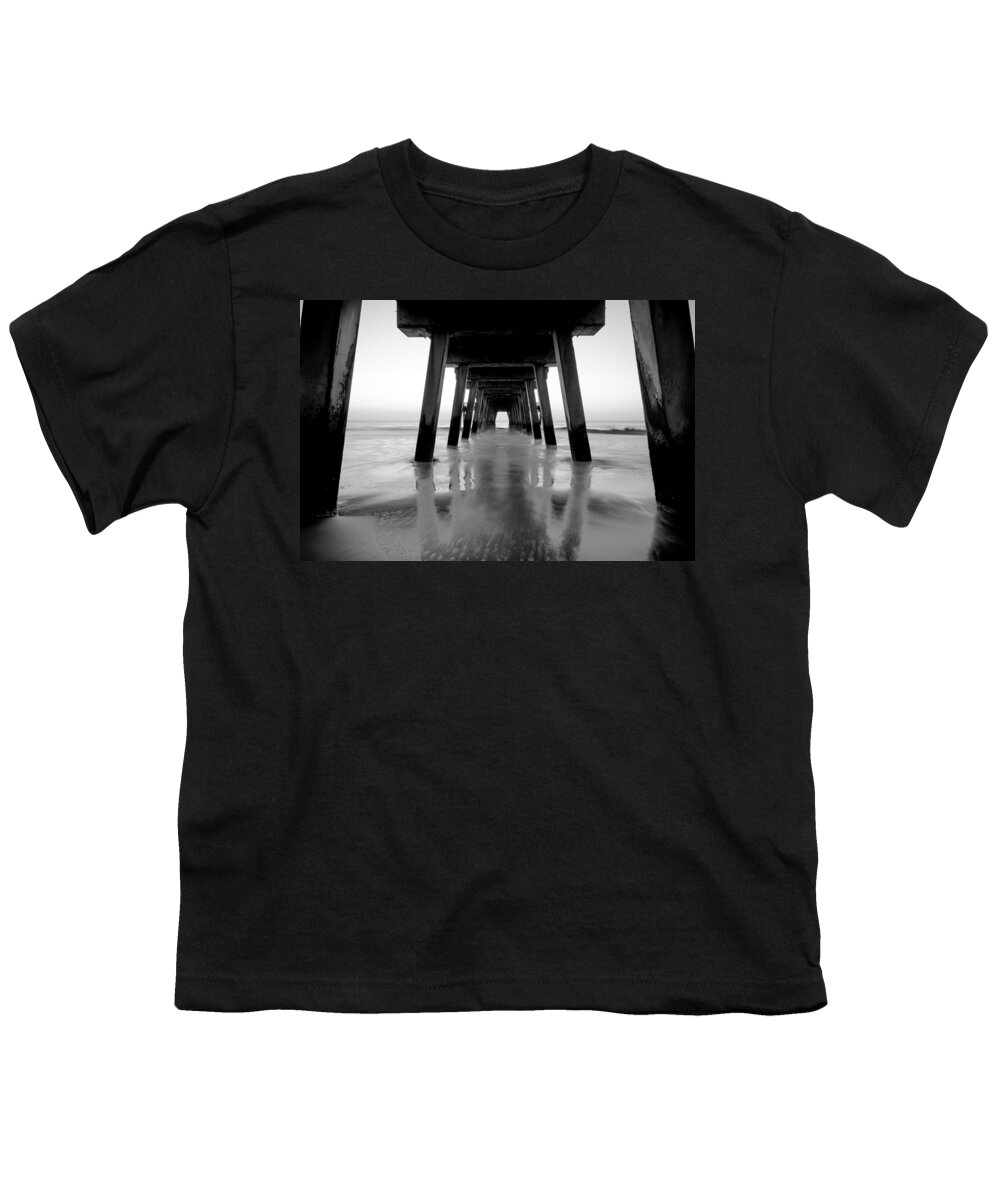 Georgia Youth T-Shirt featuring the photograph Blurred Waves Under the Tybee Island Peir by Anthony Doudt