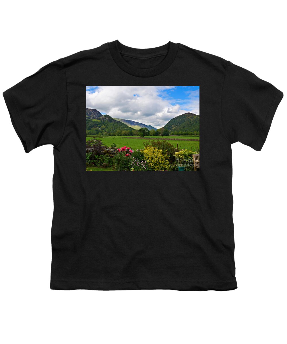 Kings How Youth T-Shirt featuring the photograph Borrowdale from a pretty garden in Rosthwaite by Louise Heusinkveld