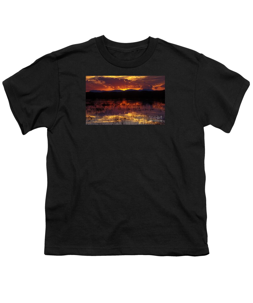 Bosque Youth T-Shirt featuring the photograph Bosque Sunset - orange by Steven Ralser