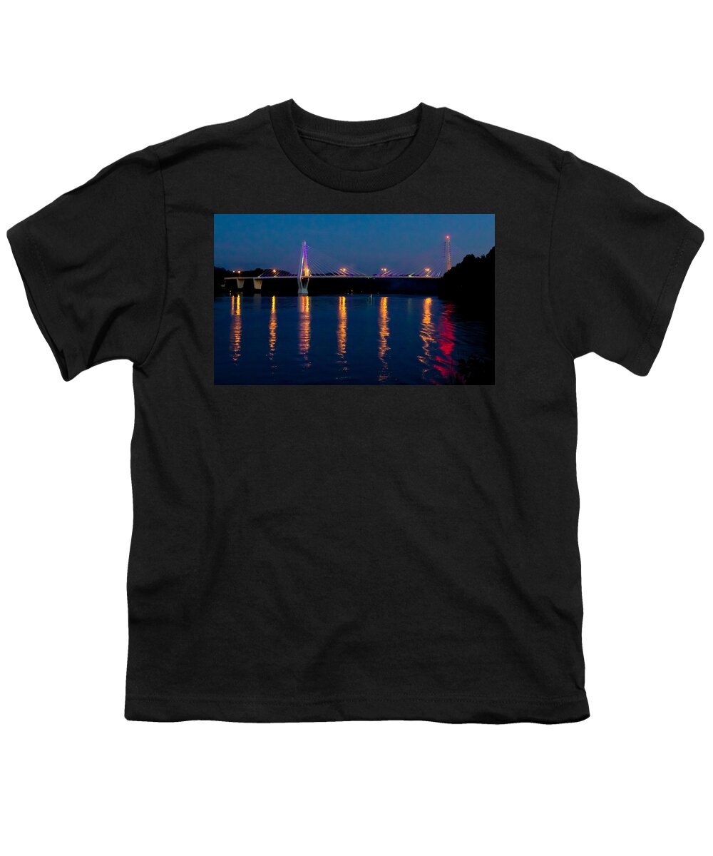 Wire Youth T-Shirt featuring the photograph Bridge at night by Jonny D