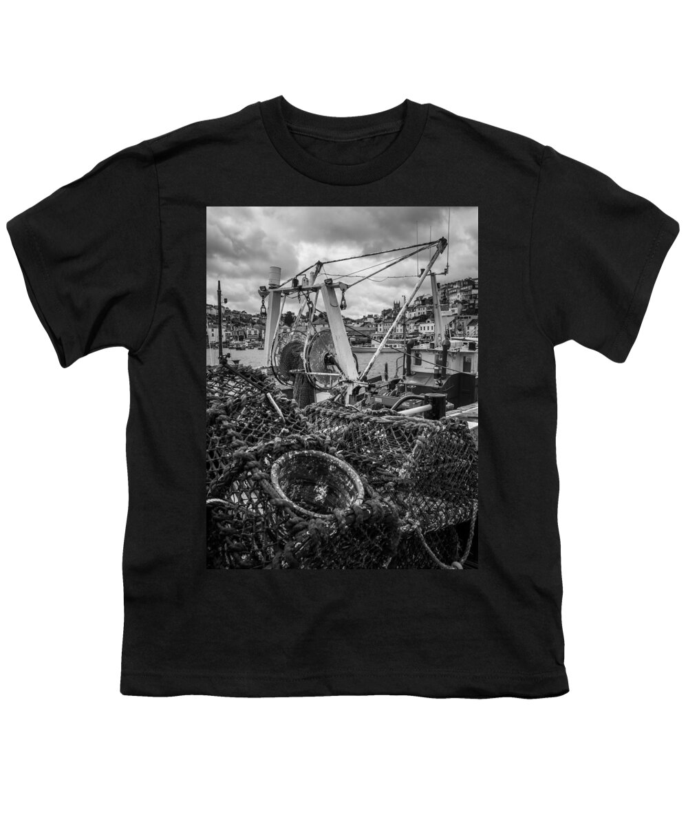Brixham Youth T-Shirt featuring the photograph Brixham fishing pots by Mark Llewellyn