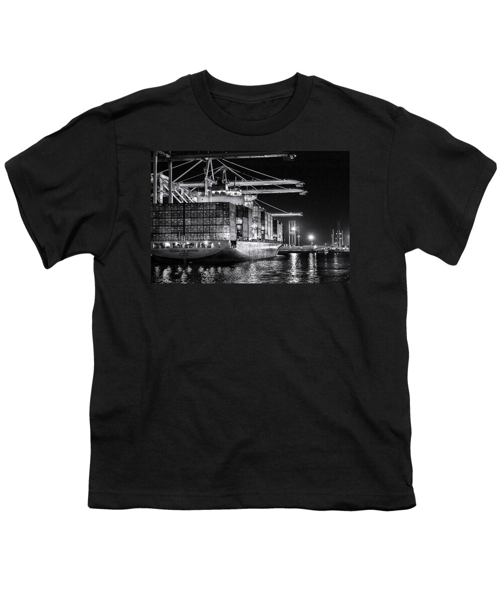 Port Of Long Beach Youth T-Shirt featuring the photograph Brooklyn Bridgebw By Denise Dube by Denise Dube
