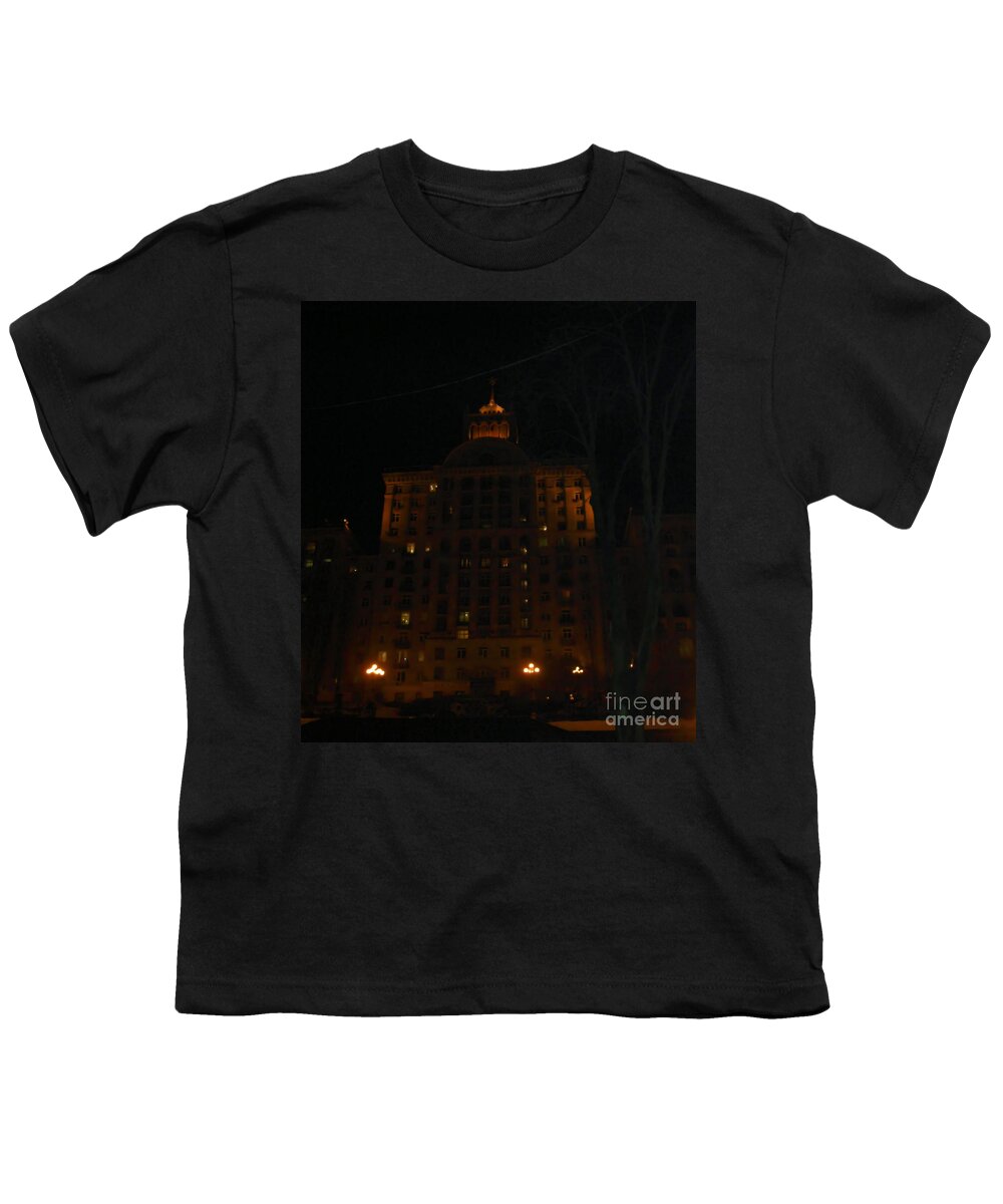 Building In The Downtown. Evening Kiev Youth T-Shirt featuring the photograph Building in the downtown. Evening Kiev by Oksana Semenchenko
