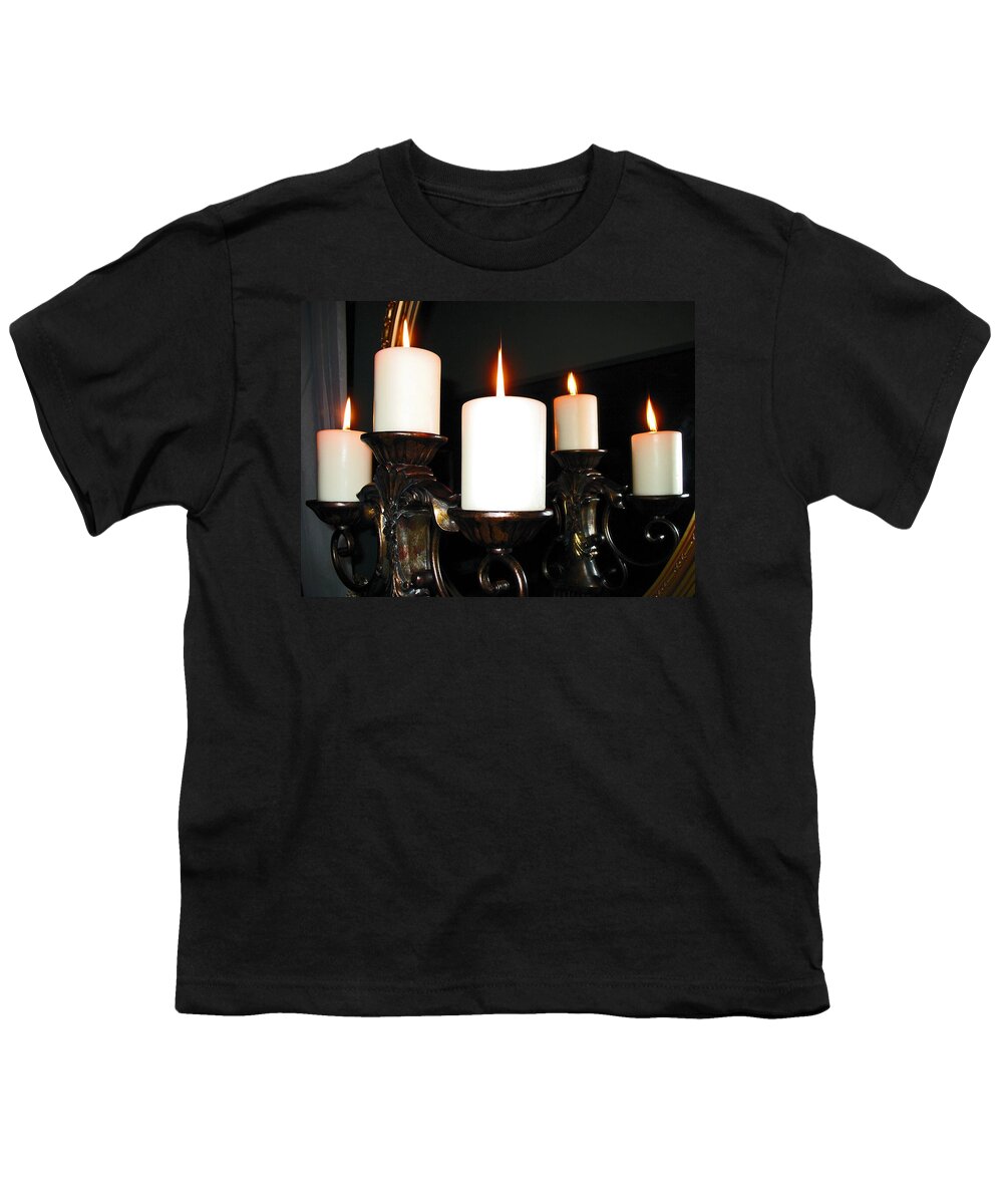 Burning Candles Youth T-Shirt featuring the photograph Burning Candles and Reflections by Connie Fox