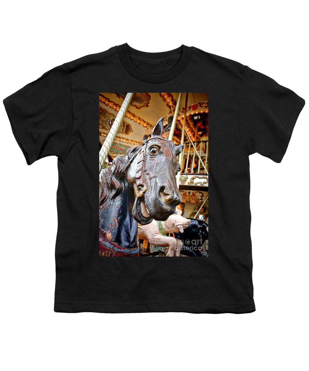 France Youth T-Shirt featuring the photograph Carousel Horse Head by Olivier Le Queinec