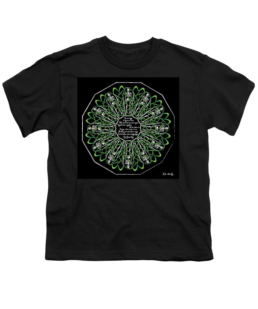 Skeletons Youth T-Shirt featuring the digital art Celtic Flower of Death by Celtic Artist Angela Dawn MacKay