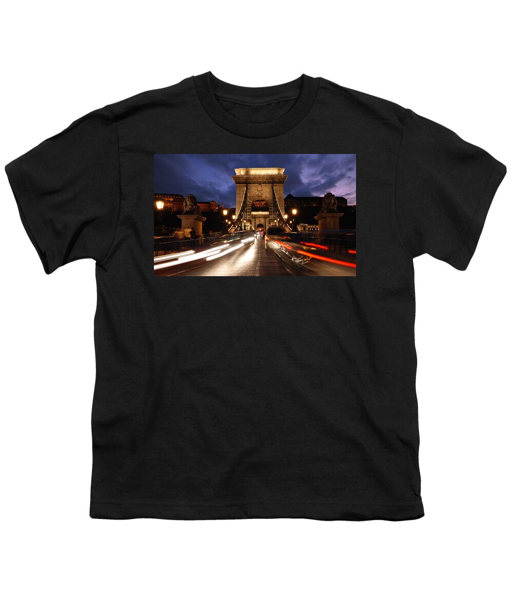 Budapest Youth T-Shirt featuring the photograph Chain bridge Budapest by Michalakis Ppalis