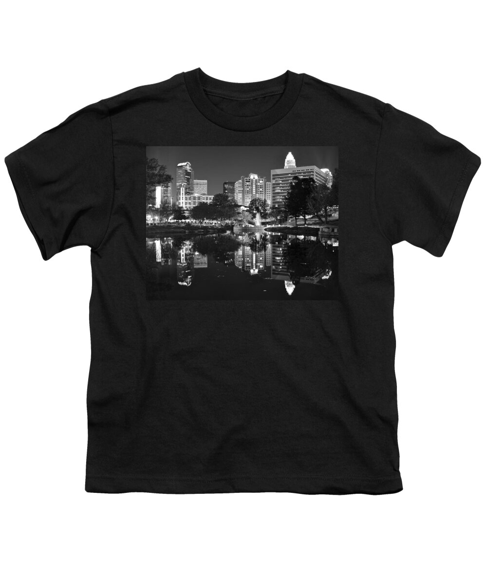 Charlotte Youth T-Shirt featuring the photograph Charlotte Reflecting in Black and White by Frozen in Time Fine Art Photography