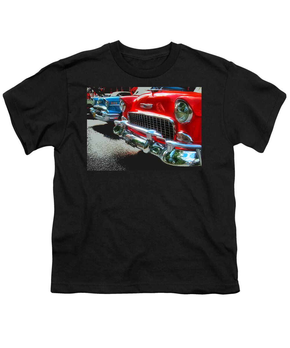 1955 Youth T-Shirt featuring the photograph Chevy Grills by Vic Montgomery