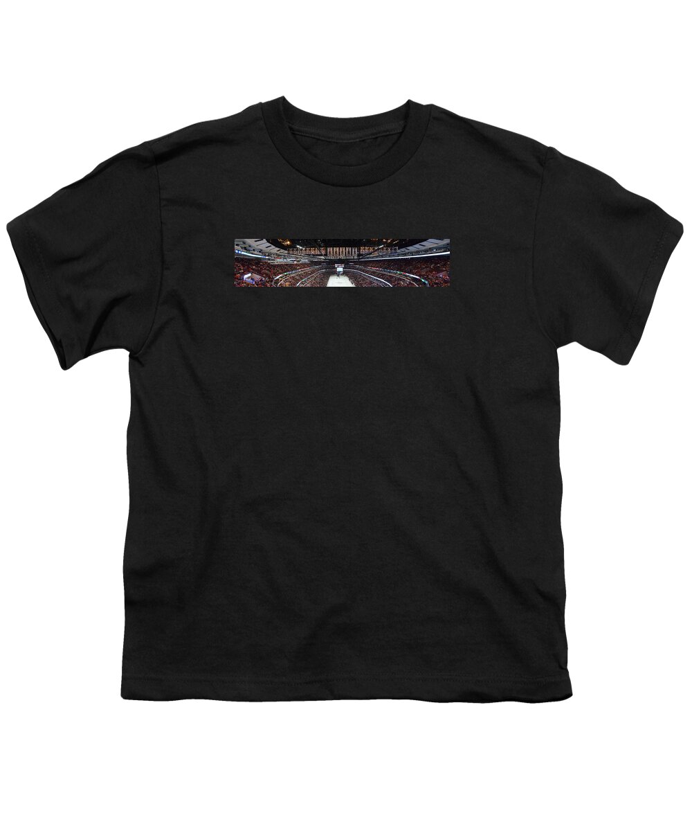 Chicago Blackhawks Youth T-Shirt featuring the photograph Chicago Blackhawks United Center Panorama 03 by Thomas Woolworth
