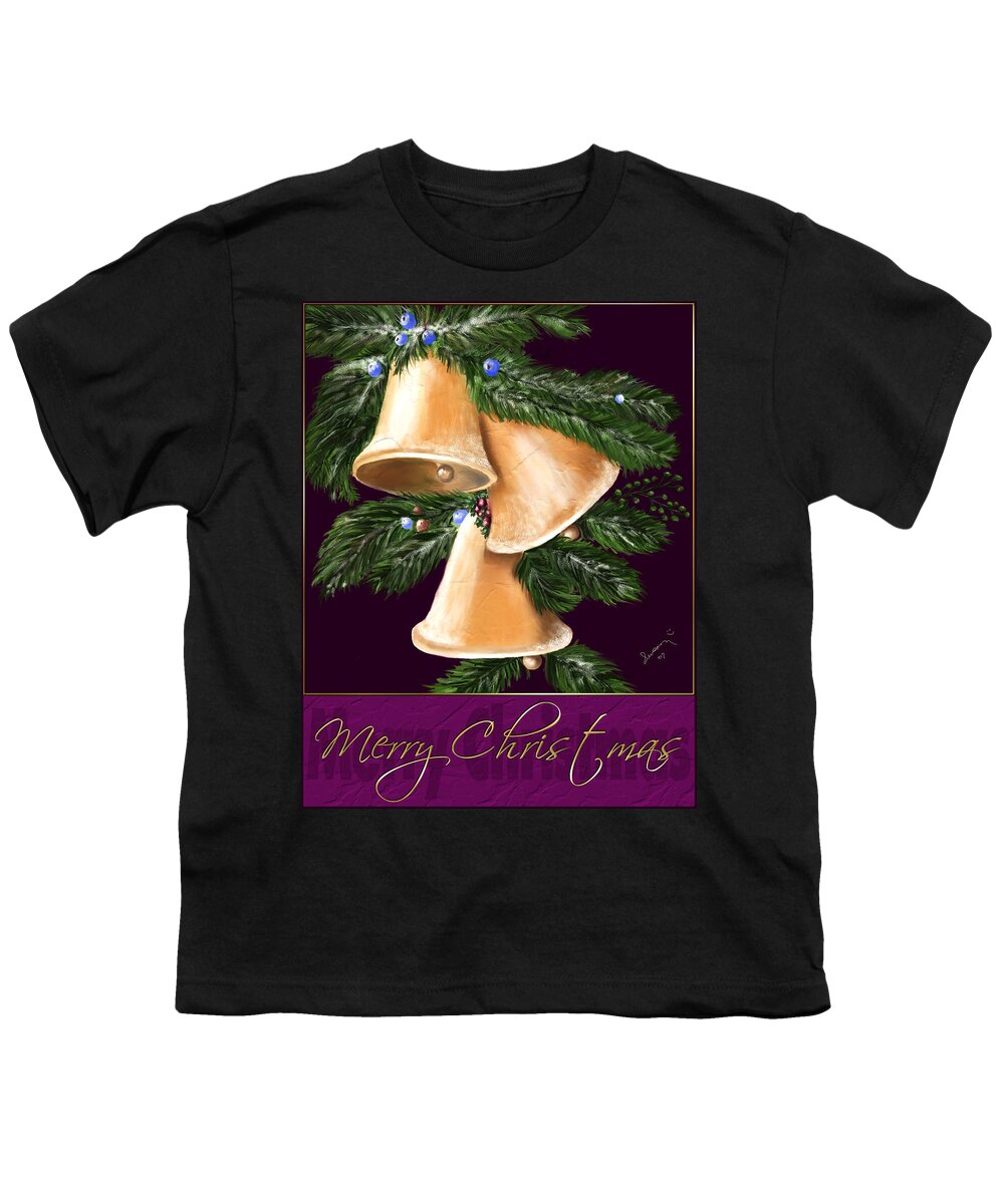 Christmas Youth T-Shirt featuring the painting Christmas Bells by Susan Kinney