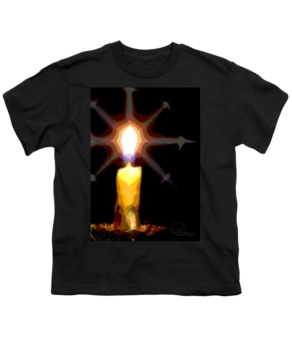Christmas Youth T-Shirt featuring the photograph Christmas Candle by Ludwig Keck