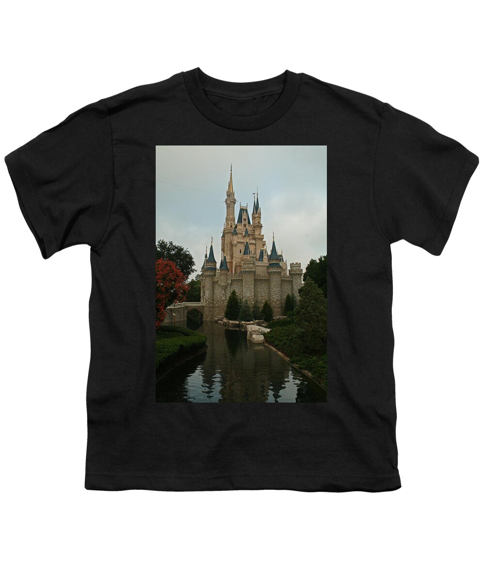Cinderella Youth T-Shirt featuring the photograph Cinderella's Castle reflected by Michael Porchik