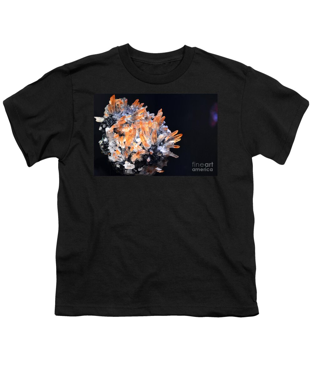 Citrine Youth T-Shirt featuring the photograph Citrine Quartz Crystals in a Hematite Matrix by Shawn O'Brien