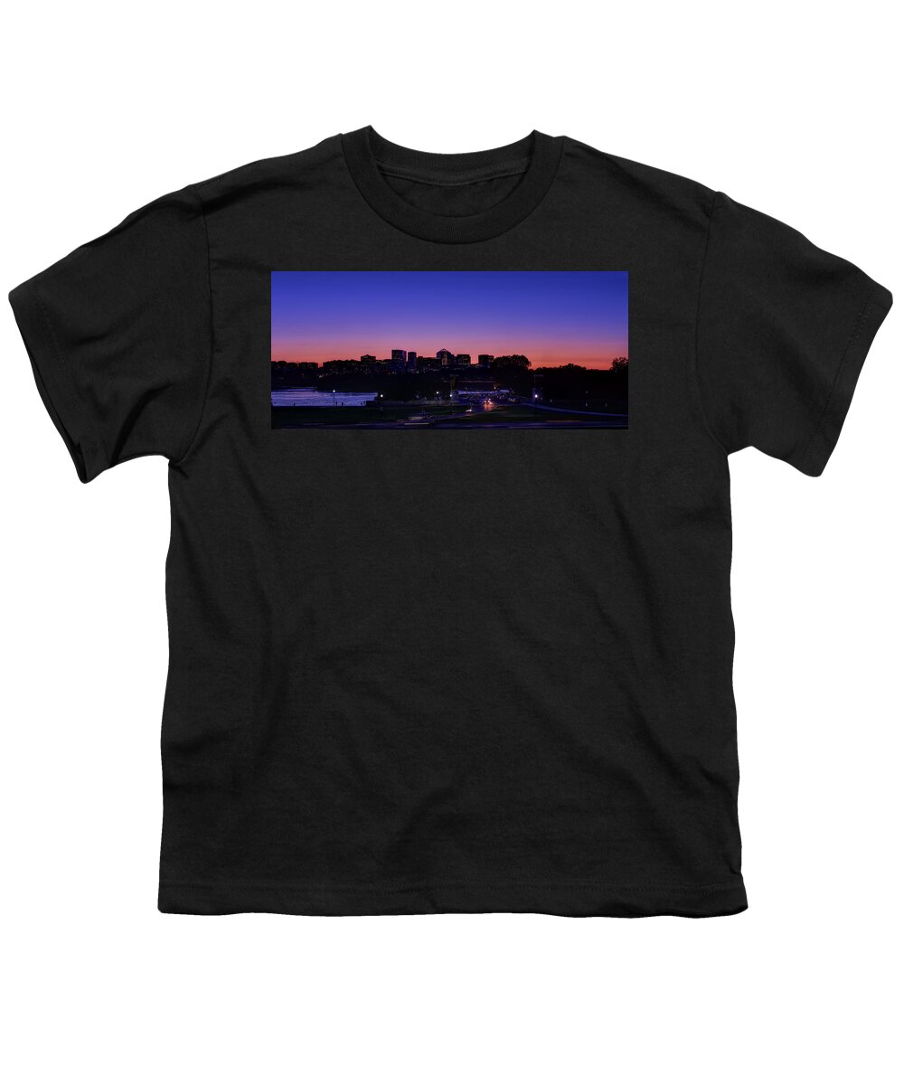 Skyline Youth T-Shirt featuring the photograph City At The Edge Of Night by Metro DC Photography