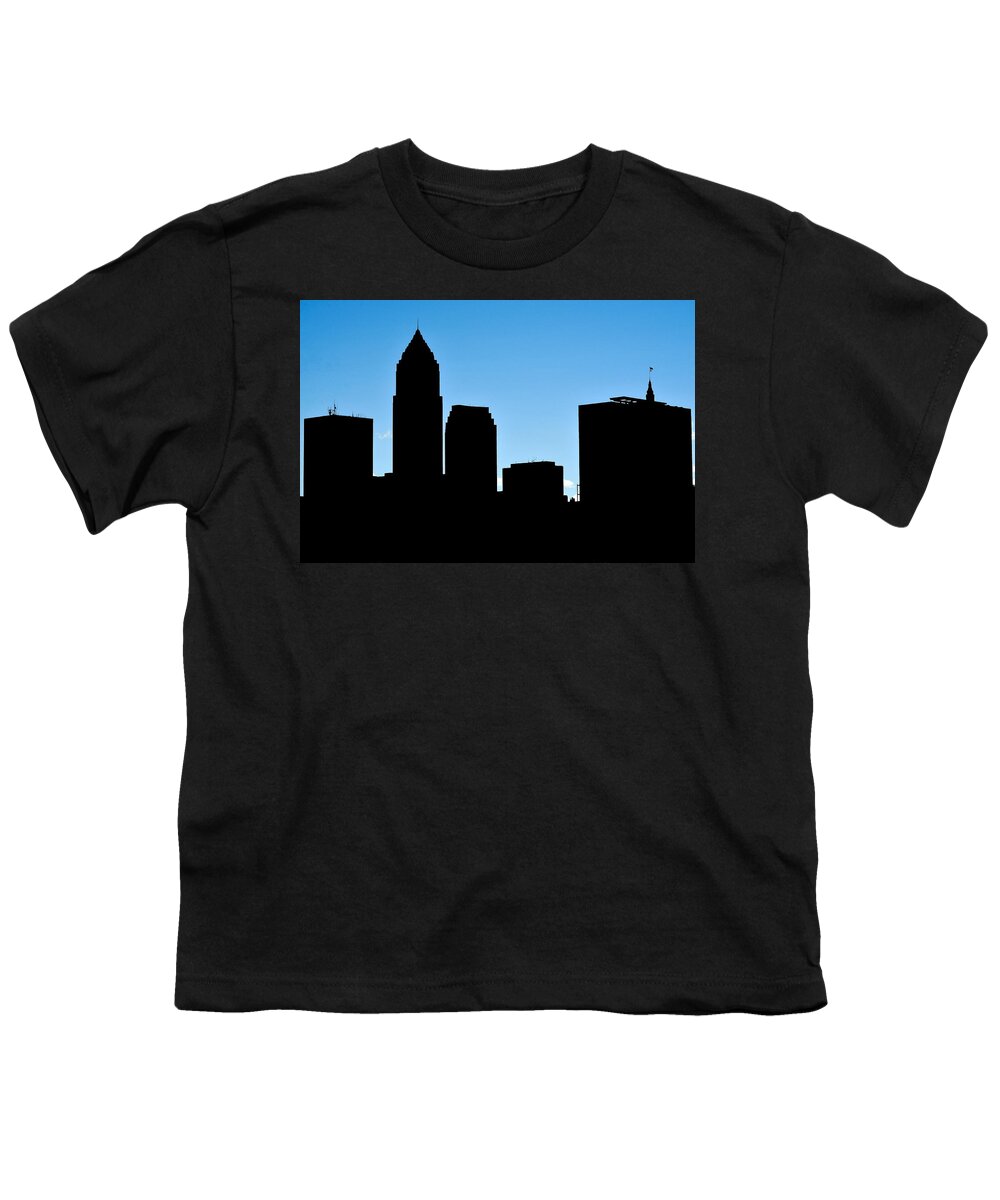 Cleveland Youth T-Shirt featuring the photograph Cleveland in Silhouette by Frozen in Time Fine Art Photography